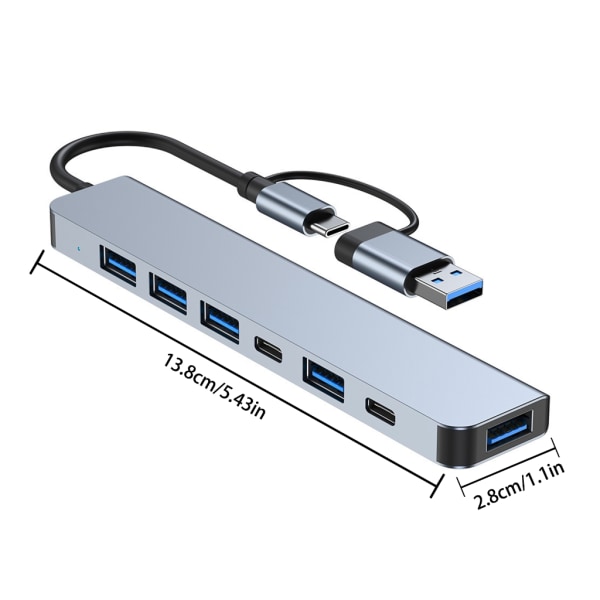 Tyyppi C/ USB - USB 3.0 -moniliitäntäsovitin alumiininen tyyppi C -jatkokaapelikäyttäjä