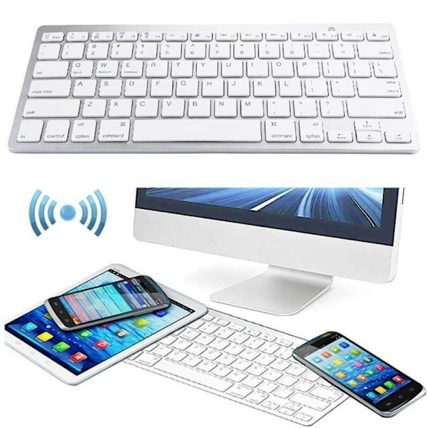 Langaton Bluetooth-näppäimistö Apple iMac iPad Androidille white