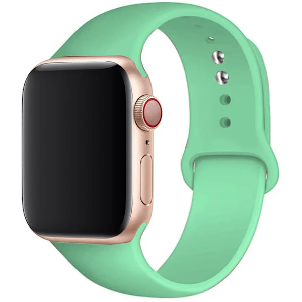 Silikoniranneke Apple Watchille 45mm 44mm 42mm 49mm 41mm 40mm 38mm correa armband iwatch Series 8 7 9 SE 4 3 5 Ultra 6 Spearmint Spearmint 42 44 45 49 mm M-L