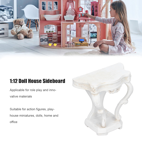 1:12 Miniatyr Sido-Bord i Resin Rococo Dukkhus Sido-Skåp för Dukkhus Vardagsrum