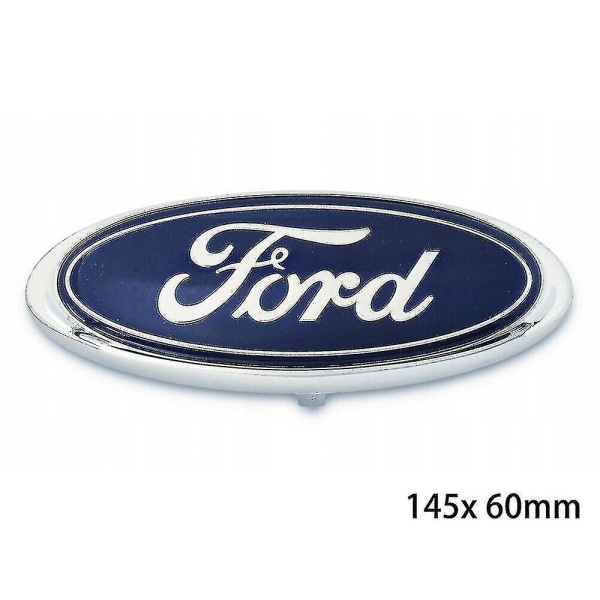 Ford-märke Oval Blå/Krom 145x 60mm Fram/Bak Emblem Focus Mondeo Transit
