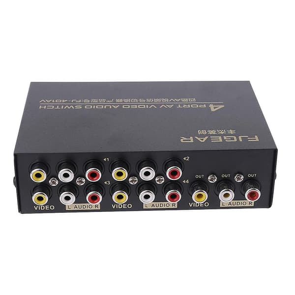 4-vejs AV-switch RCA-switcher 4 ind 1 ud Komposit video L/R lydvælger