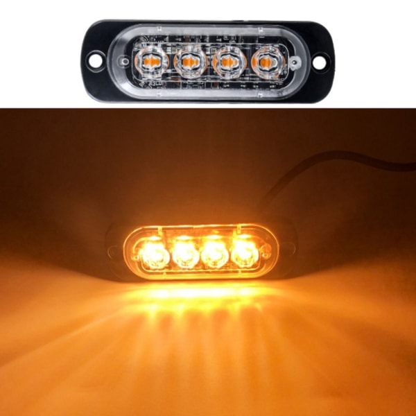 4 stk. Strobe blinkende advarselslys GULT 4 stk. 4 stk. Gult Yellow 4Pcs-4Pcs
