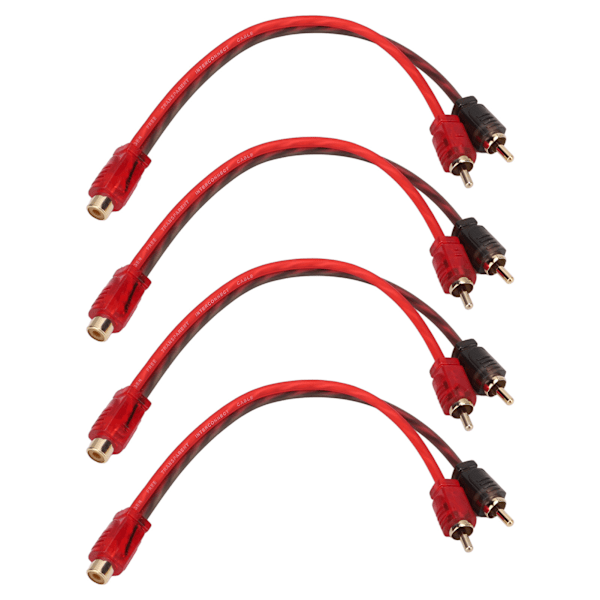 4 stk. RCA 1 hunn 2 hann adapter Y-splitter høyttaler lydkabel 20 cm lang for enhet med 3,5 mm jack