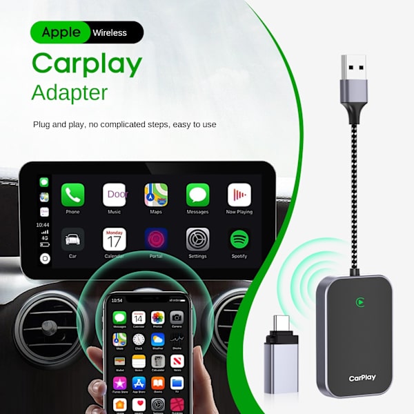 Langaton CarPlay-sovitin: Plug-and-Play AI BOX Apple CarPlaylle, muuntaa langallisen yhteyden langattomaksi