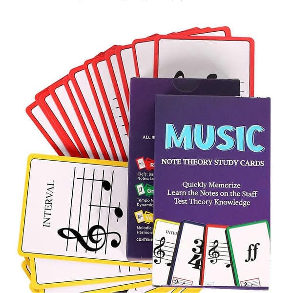 Musiknotsteori studiekort - memorera snabbt och lär dig noterna på notsystemet