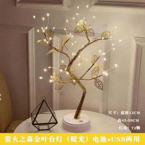 Trädformat LED-nattlampa (Batteri + USB-driven)，Rosa 36 lampor Pink 36 lights