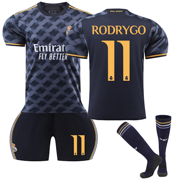 2024 Real Madrid borta barn fotbollströja V nr 11 RODRYGO No. 11 RODRYGO 12-13 Years