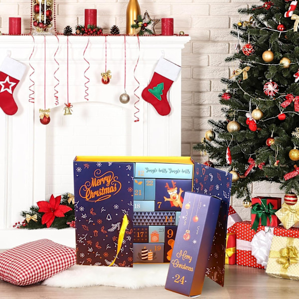Återfyllningsbar Julkalender med Nedräkning 24 Dagar | Återfyllningsbar Julgåvobox, 24 Dagar Julkalender i Kartong med Nummererade Boxar