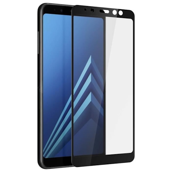 Galaxy A8 fuldt hærdet glas Eksplosionssikker skærmbeskytter Sort Sort