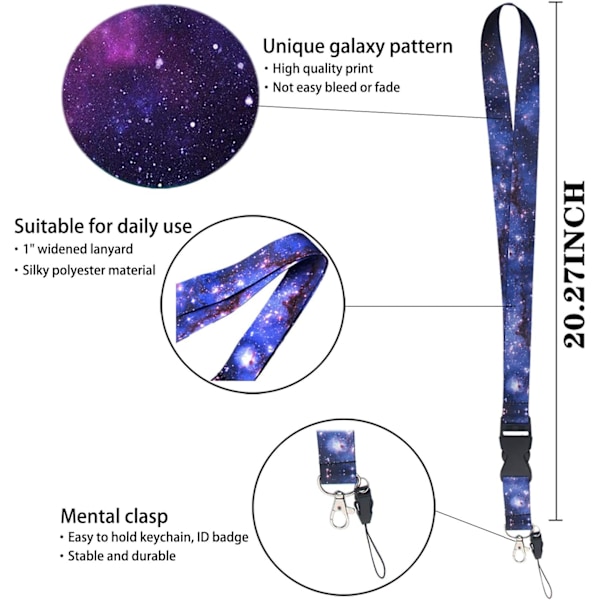 Lila Galaxy-halsband för Nycklar Arbets-ID-hållare 20,3\" Lång