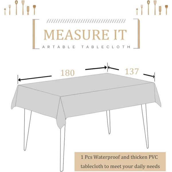 137*180cm PVC Dugg Bordduk Festlig Vaskbar Rektangulær