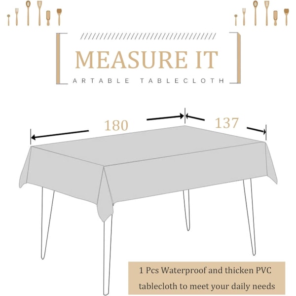 137*180cm PVC-pöytäliina Juhliin Pyyhittävä Suorakulmainen