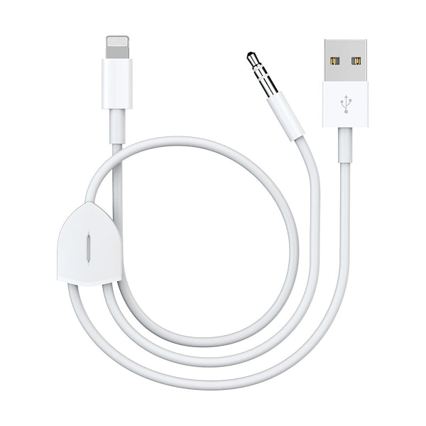 Hjælpekabel til iPhone, Lightning til 3,5 mm Aux-kabel 2 i 1