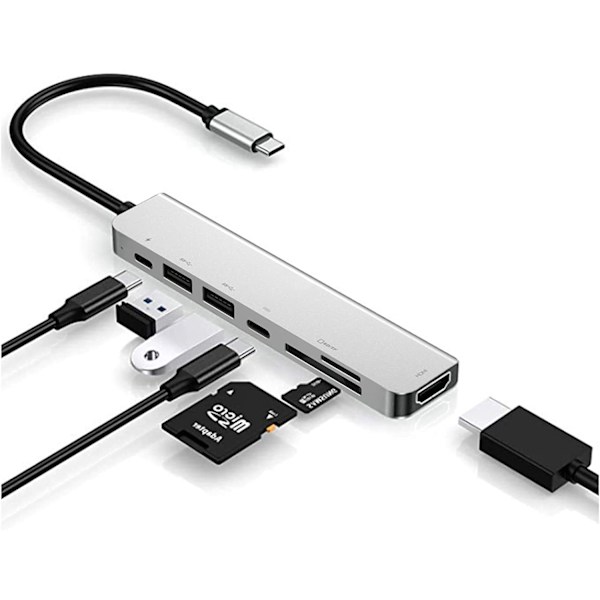 USB C Hub Adapter Dongle för MacBook Air, MacBook Pro med 4K