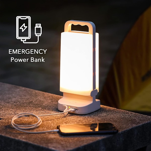 Camping Lanterne, Genopladelig Lys 2-i-1 Dæmpbar Udendørs Vandafvisende Udstyr med USB Opladning – Lanterner til Strømafbrydelser, Vandreture og Hjem