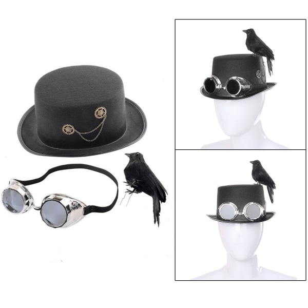 1/2/3 Viktoriansk Steampunk Hatt med Klassisk Hatt för Glasögon