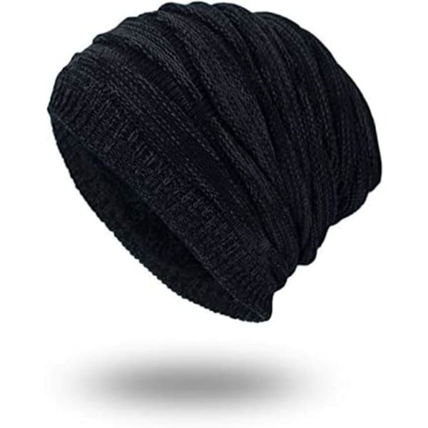 Lang Slouch Varm Lue, (svart) Unisex Lue Hette Dame Herre Vinter