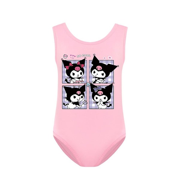 7-14 år jenter Sanrio Kawaii Kuromi tegneserie anime badedrakt en del badedrakt badetøy for strand basseng rosa Pink 7-8 Years