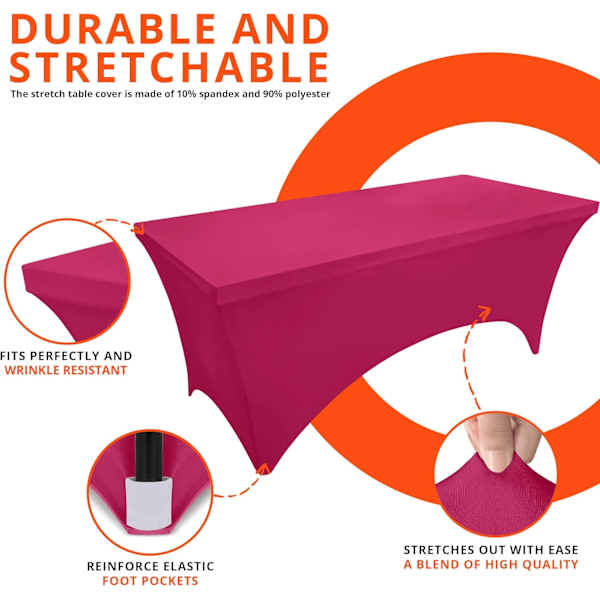 Kjøkken Spandex Dug 10-pakning [6FT, Fuchsia] 190GSM Stretch Dug Tilpasset Deksel Rektangulær Fuchsia