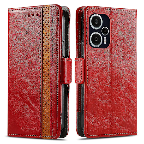 Caseneo 002-serie Telefonfodral för Xiaomi Redmi Note 12 Turbo / Poco F5 5g, skarvad PU-läder RFID-blockerande stativfodral