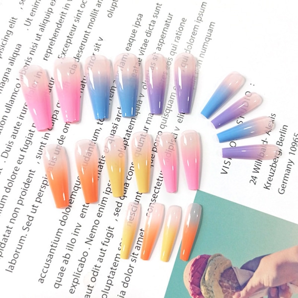 24 stk. Gradient Farve Regnbue Børns Snap Negle Pre-lim