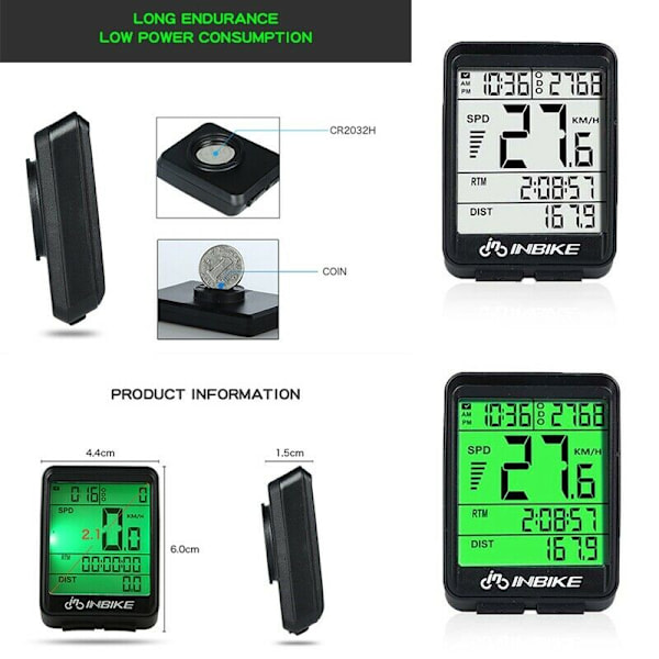 Radio trådløs CYKEL TACHO cykelcomputer speedometer multifunktionel trådløs