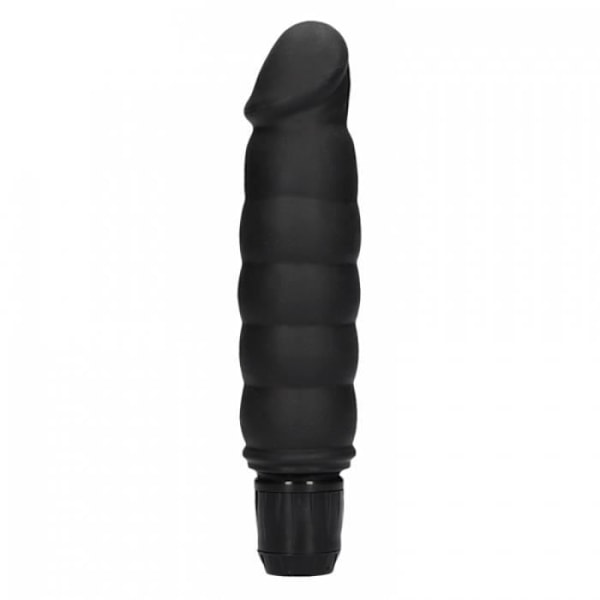 Vibrerende dildo Ribbet vibrerende dildo 13 x 3,6 cm Sort Shots Toys