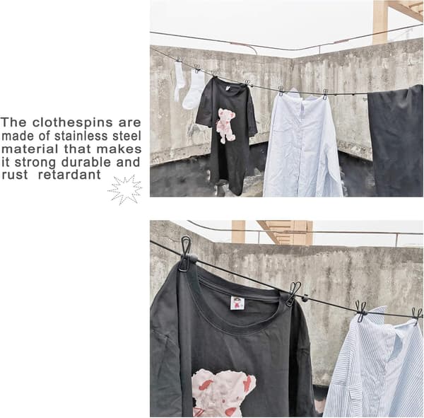 Rejsesnor til backpacking, skridsikre clips elastisk reb bærbart og pladsbesparende design (kan udvides til 360 cm) {hw}