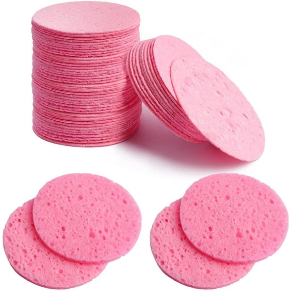 60 face sponges, 65 mm (round, pink+white)