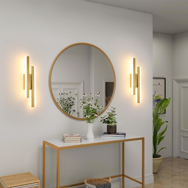 Indendørs LED-væglamper, 16W akryl LED-væglampe varm, væglamper til soveværelse stue korridor gang Gold