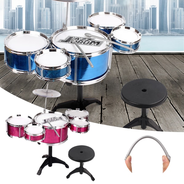 Set för småbarn Robust slagtålig trumset Avtagbart trumset Bl Blue Oversized Drum Set