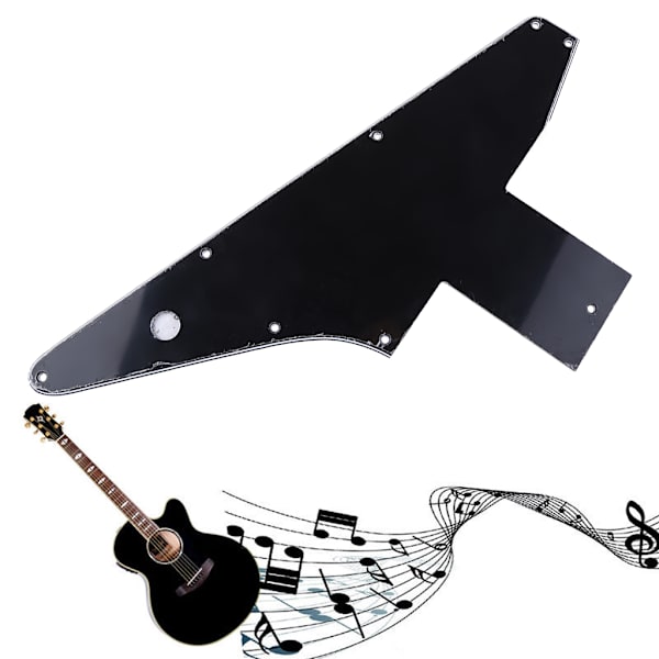 3-lags Explorer Pickguard til Gibson '76 Genudgivelse Sort Del