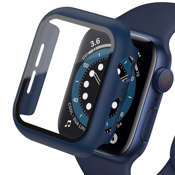 Herdet deksel for Apple Watch Watch Case 9 8 7 6 5 4 38 40mm Tilbehør Skjermbeskytter iWatch Series 44mm 45mm 41mm 42mm Midnattsblå Midnight blue 8 Series 7 8 9 41mm