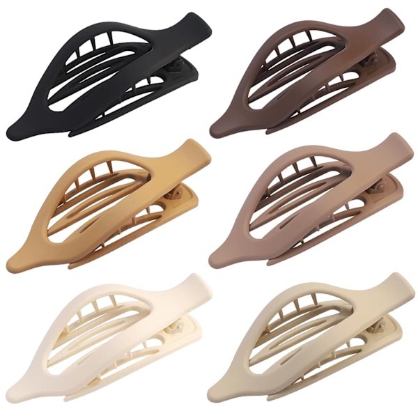 Platta hårklämmor 6 st Lay Down Claw Clips Håraccessoarer för kvinnor - Brun[qb]