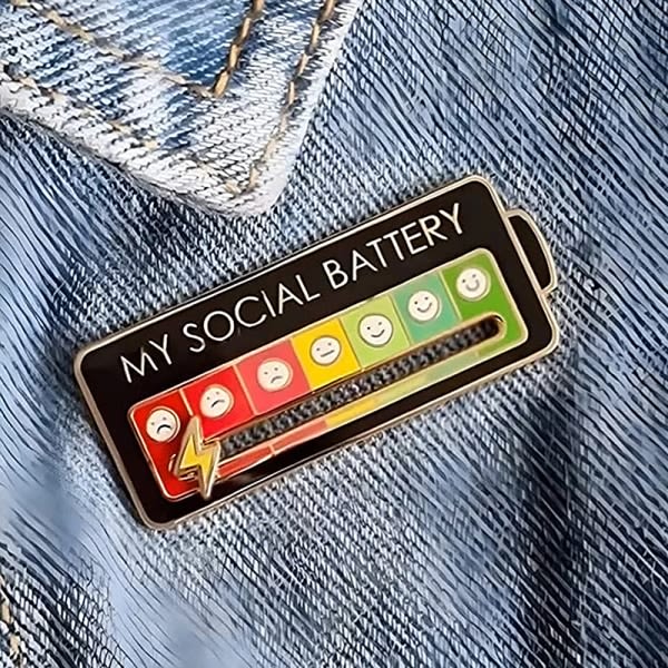 Sliding My Social Battery Pins Creative Interactive Emalj A 2ST