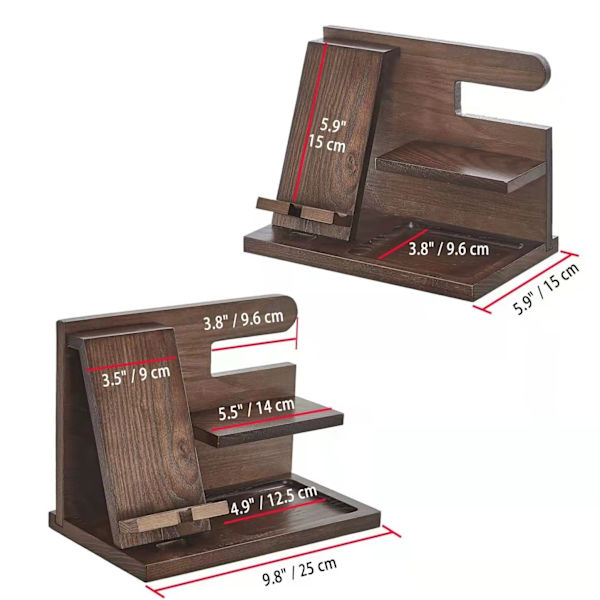 Træ Docking Station Organizer Nøgleholder