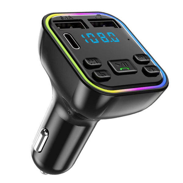 Bil trådløs Bluetooth FM-sender Type-C dobbel USB 3.1A lading