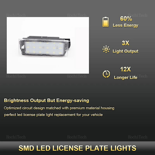 12V LED Nummerplåtslampor Vita LED CANBUS Bil Inga Fel för Renault Megane 3 Clio Laguna 2 Megane 3 Twingo Satis WHITE