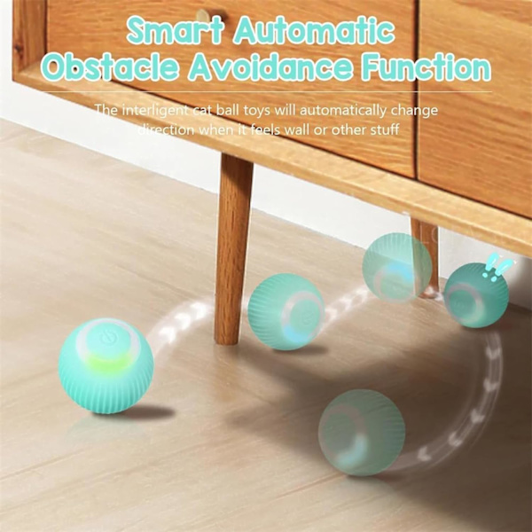 Intelligent elektrisk självrullande katt leksak boll, automatisk 360 graders rullande boll, katt leksak elektrisk katt boll med LED-ljus, interaktiv katt boll pink set
