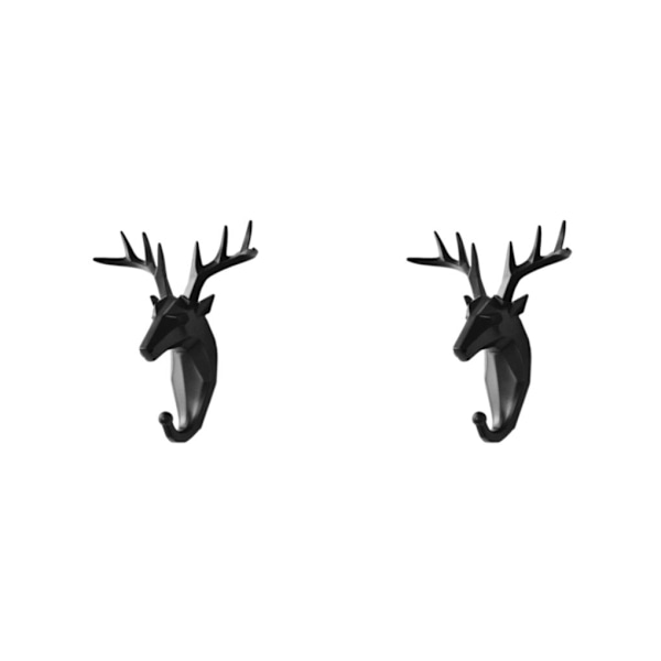 1/2/3/5 Robust og holdbar dyrehoved nøglekrog til enkelt sort (hjort) black (deer) 2 Set