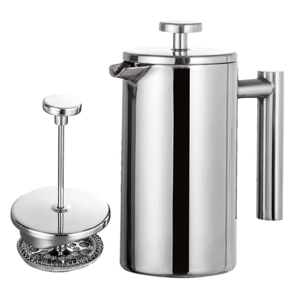 350ml/800ml/1000ml Fransk Presse Kaffemaker i Rustfritt Stål med Dobbelveggisolasjon BY