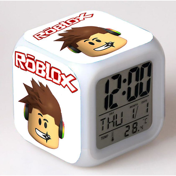 Animations-Roblox Väckarklocka Färgglad Ljus Nattlampa Student Sängbord Väckarklocka H