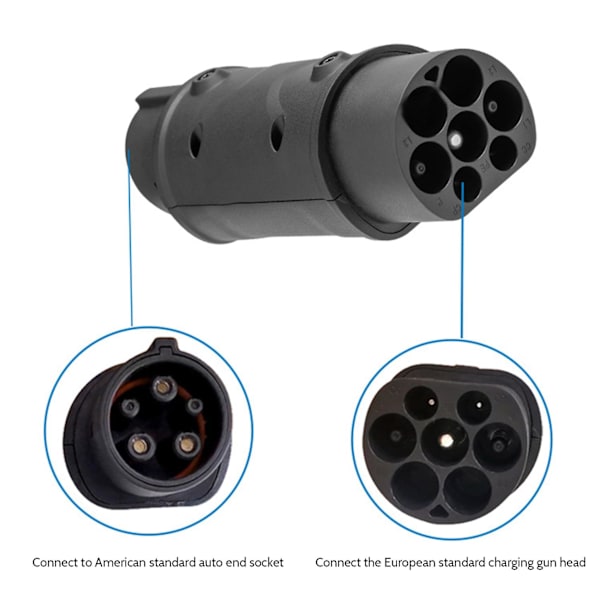 SAE-adapter IEC 62196 2 till J1772 Typ 1 elbilar laddning EV fordonsladdare enkelsidig kontakt