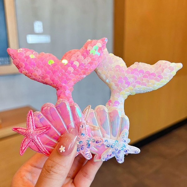 3 kpl Mermaids Tail Hårpihdit Värikkäät Paljetit Hårpihdit PINKKI pink