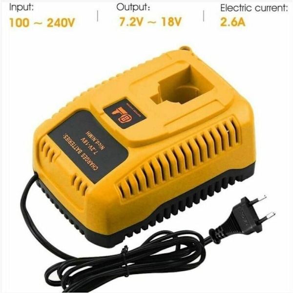 DC9310 Erstatningslader for Dewalt Ni-Cd og Ni-Mh 7.2V-18V DC9096 DC9098 DC9099 DC9091 DC9071 DE9057 DW9096 Batterier