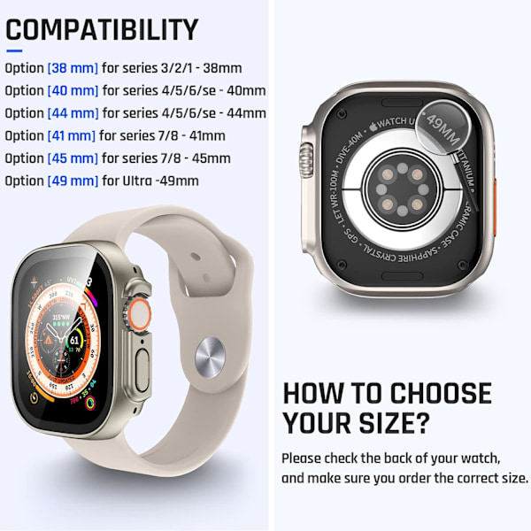 Vandtæt etui til Apple Watch Ultra 49 mm skærm Titanium Titanium 49mm
