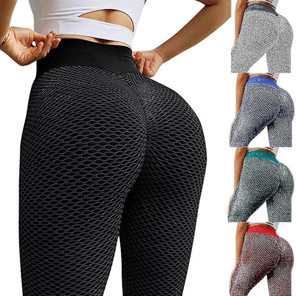 Tik Tok -leggingsit naisille, jooga-leggingsit, kuntosalille, selluliittiä ehkäisevät, fitness-peppu nostavat housut CMK musta Black 3XL