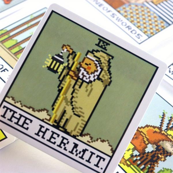 1 sett Bit Fantasy Tarot Åtte-biters Pixel Tarot Kvadratkortstokk 78 stk Brettspillkort Yellow