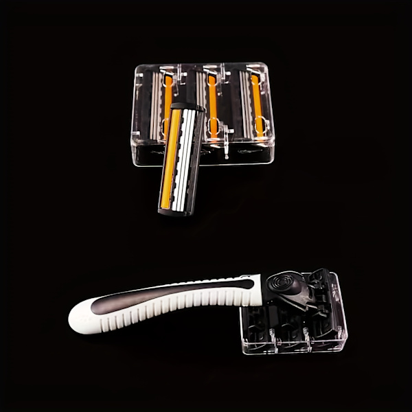 Herre 3-lags Razor Blade Manuell barbering for menn Erstatt hode Komfortable barberblader 1Holder And 30Blades